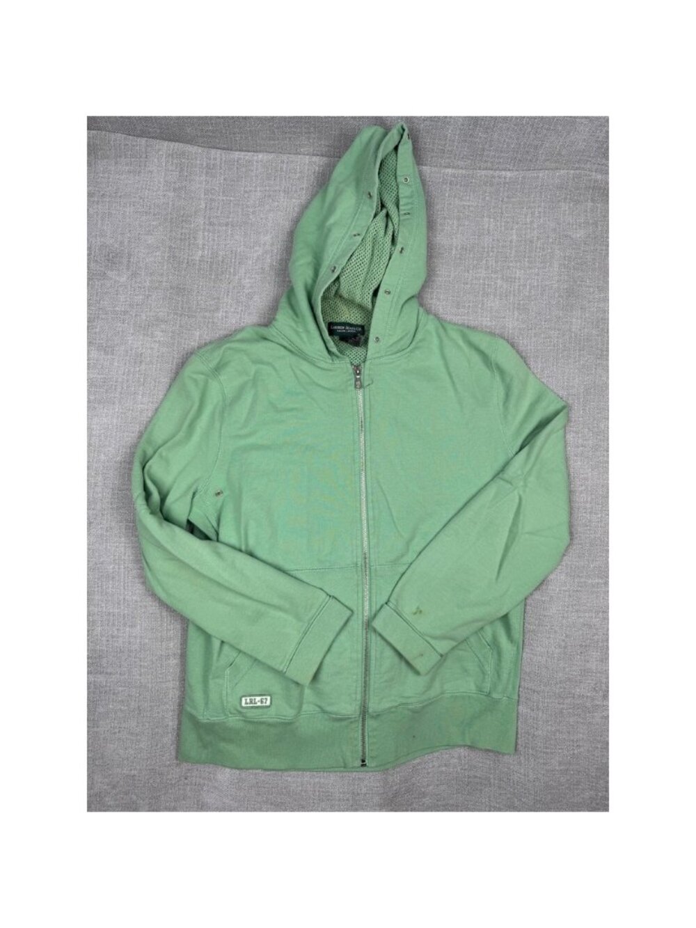 Lauren Jeans Co Hoodie Womens M Green Full Zip Cotton Mesh Lined Casual